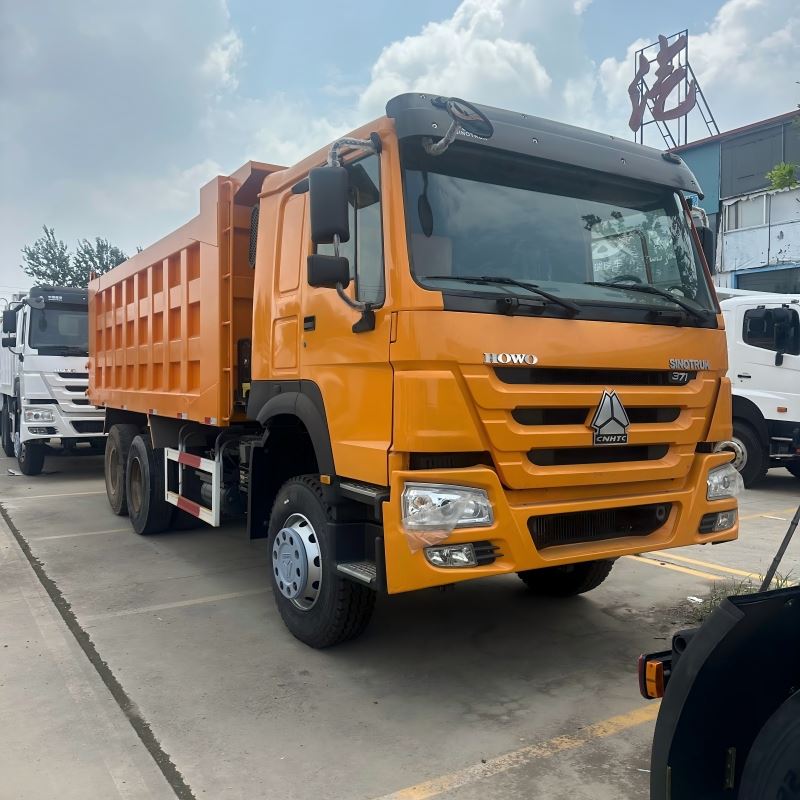 Itilize Orange SINOTRUK HOWO 6x4 Dump Truck 371HP pou transpò konstriksyon min